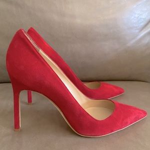 Manolo blahnik bebe suede red pump